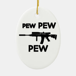 Pew pew gun ceramic tree decoration