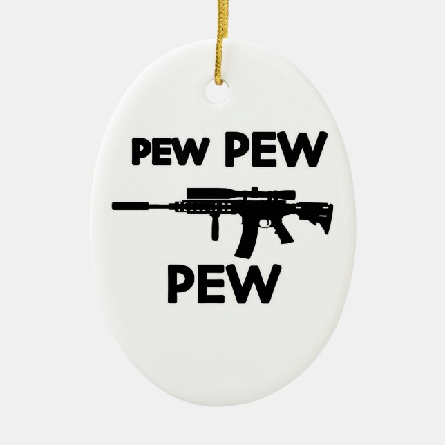 Pew pew gun ceramic tree decoration (Front)