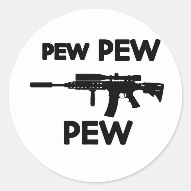 Pew pew gun classic round sticker (Front)