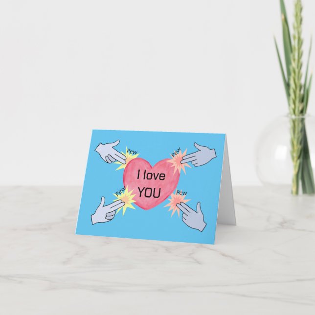 Pew Pew Hands Game Lover Unique Valentine Day Card (Front)