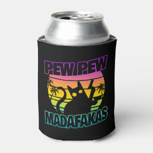 Pew Pew Madafakas Funny Cat Crazy Cat Can Cooler