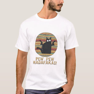 Pew Pew Madafakas Funny Cat Retro  T-Shirt