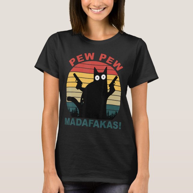 Pew Pew Madafakas  Pew Pew Cat Women Top Retro Sty (Front)