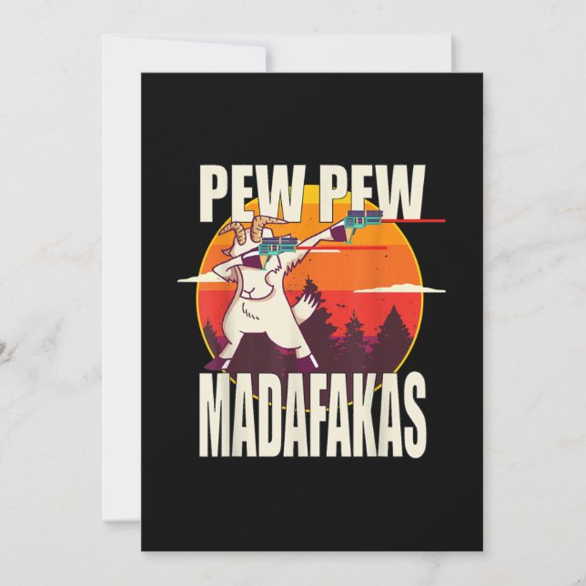 Pew Pew Madafakas Pew Pew Madafakas Goat Holiday Card (Front)