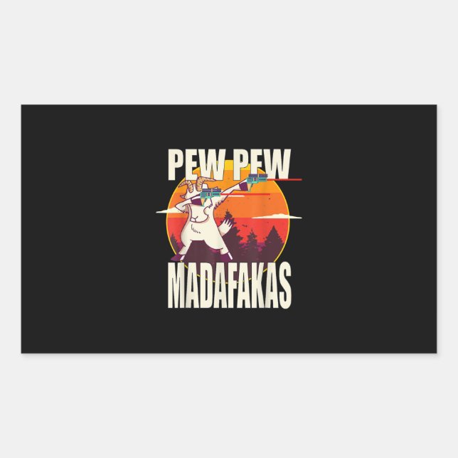 Pew Pew Madafakas Pew Pew Madafakas Goat Rectangular Sticker (Front)