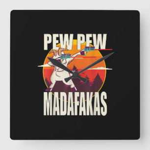 Pew Pew Madafakas Pew Pew Madafakas Goat Square Wall Clock