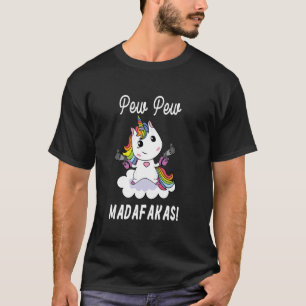 Pew Pew Madafakas Unicorn with Pistols Fantasy T-Shirt