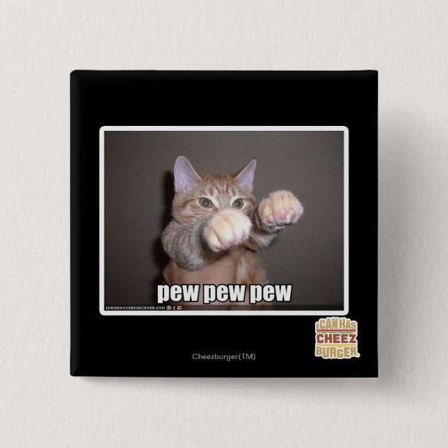 Pew pew pew 15 cm square badge (Front)