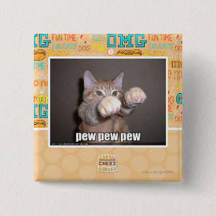 Pew pew pew 15 cm square badge