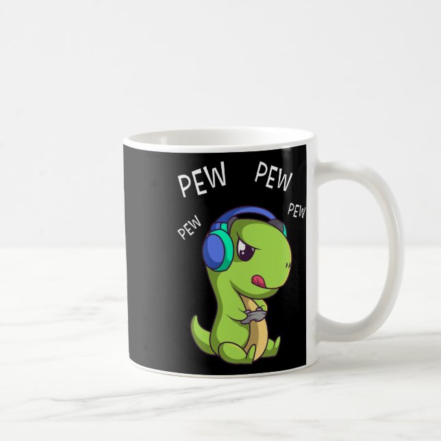 Pew Pew Pew Cute T-rex Dinosaur Video Gamer Gaming Coffee Mug (Right)