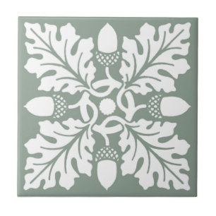 Pewter Acorn and Leaf Tile Design