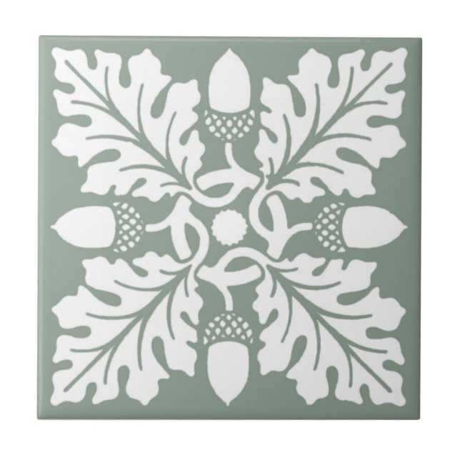 Pewter Acorn and Leaf Tile Design (Front)