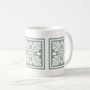 Pewter Acorn and Leaf Tile Design Coffee Mug