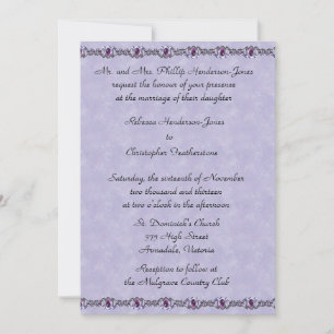 Pewter and Purple Jewel Wedding Invitation
