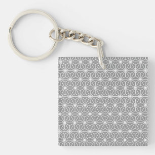 Pewter Art Deco Style Triangles Pattern Key Ring