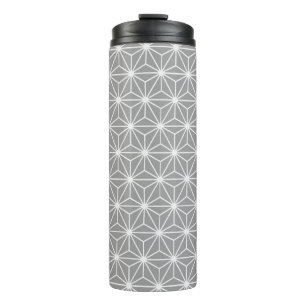 Pewter Art Deco Style Triangles Pattern Thermal Tumbler
