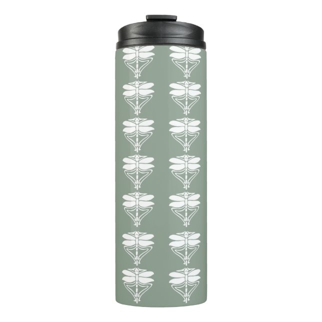 Pewter Arts and Crafts Dragonflies Thermal Tumbler (Front)