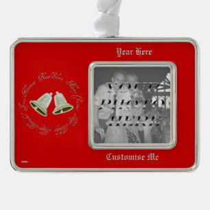 Pewter Bells Christmas Silver Plated Framed Ornament