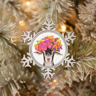 Pewter Christmas Ornament Posey the Goat
