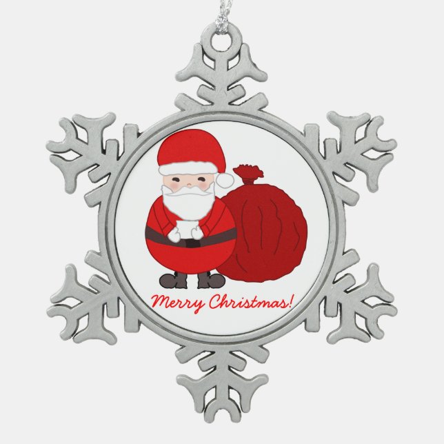 Pewter Christmas Ornaments With Cute Santa Claus (Front)