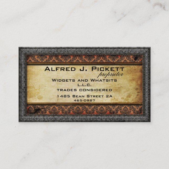 Pewter Frame Steampunk Cogs Business Card (Front)