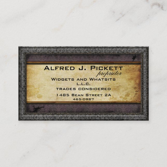 Pewter Frame Steampunk Cogs Business Card (Front)