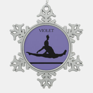 PEWTER GYMNASTICS SNOWFLAKE ORNAMENT. SNOWFLAKE PEWTER CHRISTMAS ORNAMENT