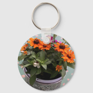 Pewter Pot Daisies Key Ring