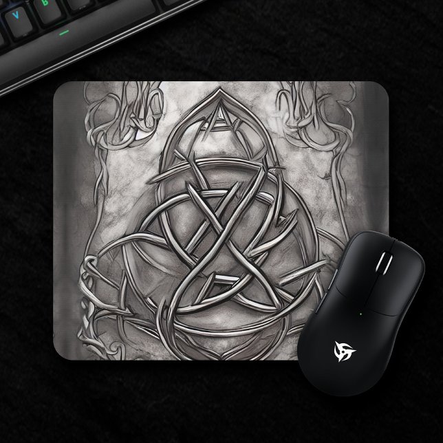 Pewter Silvery Triquetra Abstract Trinity Knot Mouse Pad (Creator Uploaded)