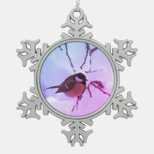 Pewter Snowflake Decoration Bird Snow