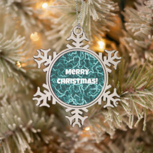 Pewter Snowflake Green Christmas Ornament