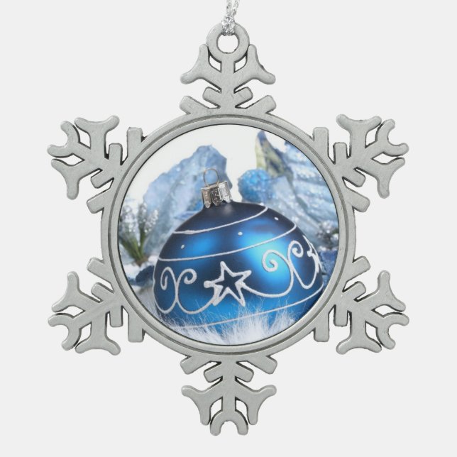 Pewter Snowflake Ornament/Blue Ornament (Front)
