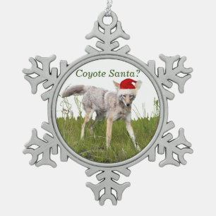 Pewter Snowflake Ornament of coyote