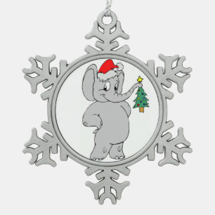 Pewter Snowflake Ornament/Santa Elephant Christmas Ornament