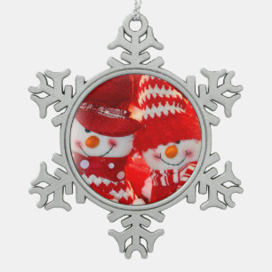 Pewter Snowflake Ornament/Snowman Couple Christmas Ornament