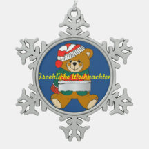 Pewter Snowflake Ornament Teddy Bear