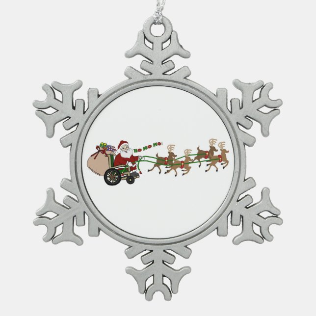 Pewter Snowflake Ornament - Wheelchair Santa (Front)