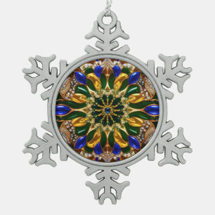 Pewter Snowflake Ornament with Brazil Colours