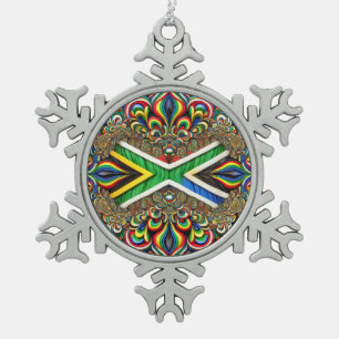 Pewter Snowflake Ornament with Brazilian Colours