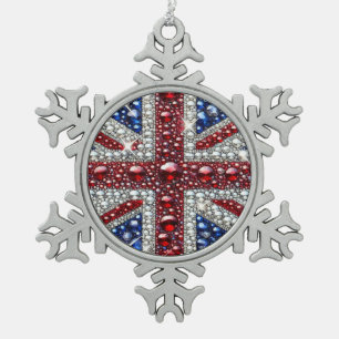 Pewter Snowflake Ornament with British Colours