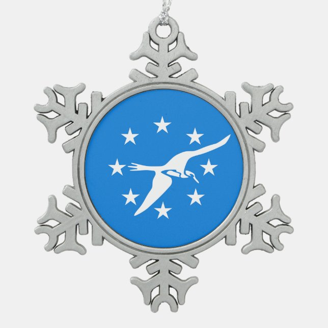 Pewter Snowflake Ornament with Corpus Christi Flag (Front)