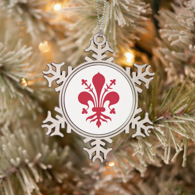 Pewter Snowflake Ornament with Florence Flag (Tree)
