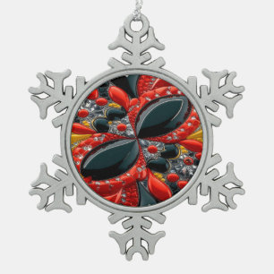 Pewter Snowflake Ornament with Germany Colours
