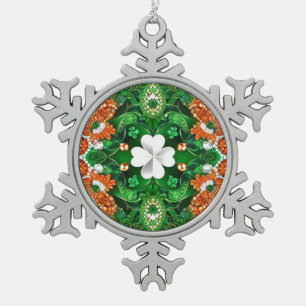 Pewter Snowflake Ornament with Ireland Colours