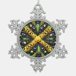 Pewter Snowflake Ornament with Jamaican Colours
