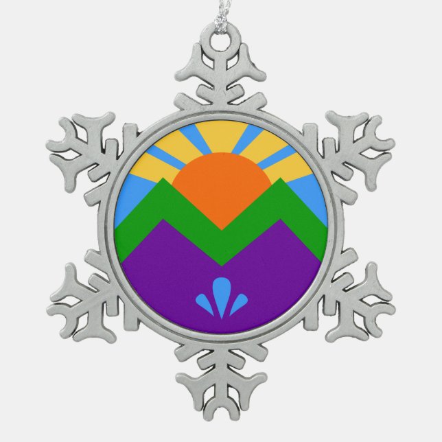 Pewter Snowflake Ornament with Manitou Springs (Front)