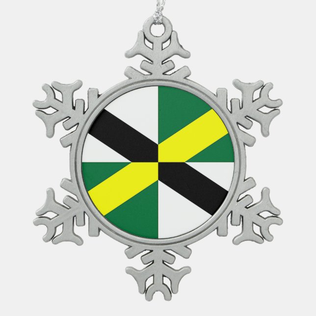 Pewter Snowflake Ornament with Monterey Flag (Front)