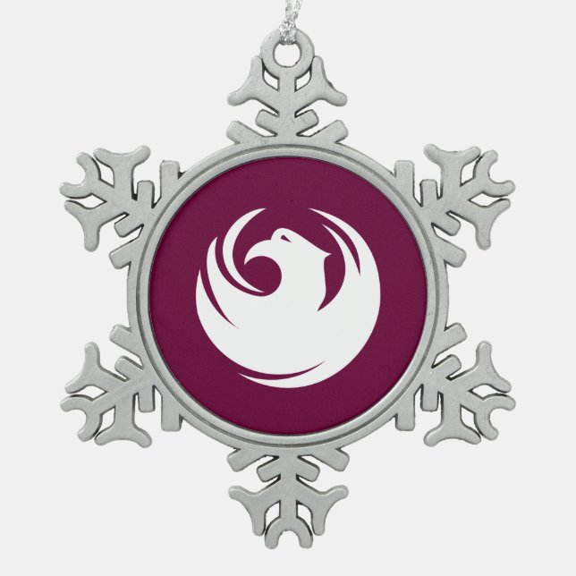Pewter Snowflake Ornament with Phoenix City Flag (Front)