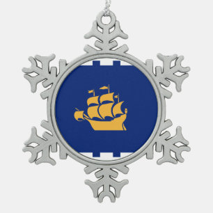 Pewter Snowflake Ornament with Quebec City Flag