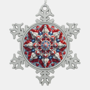 Pewter Snowflake Ornament with Romanian Colours